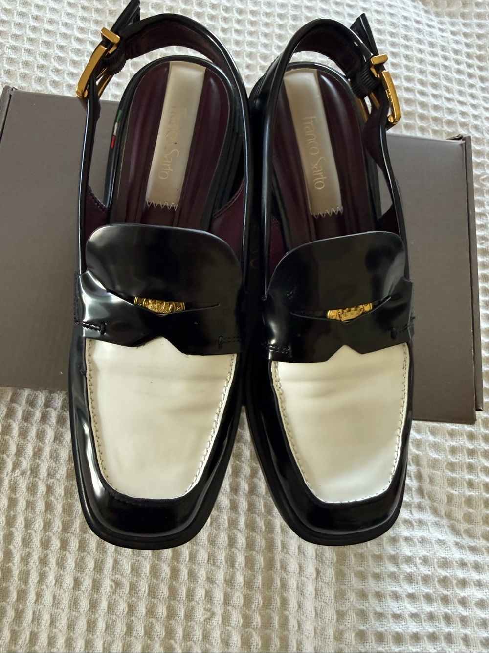 Franco Sarto Black & White Slingback Heels Like New